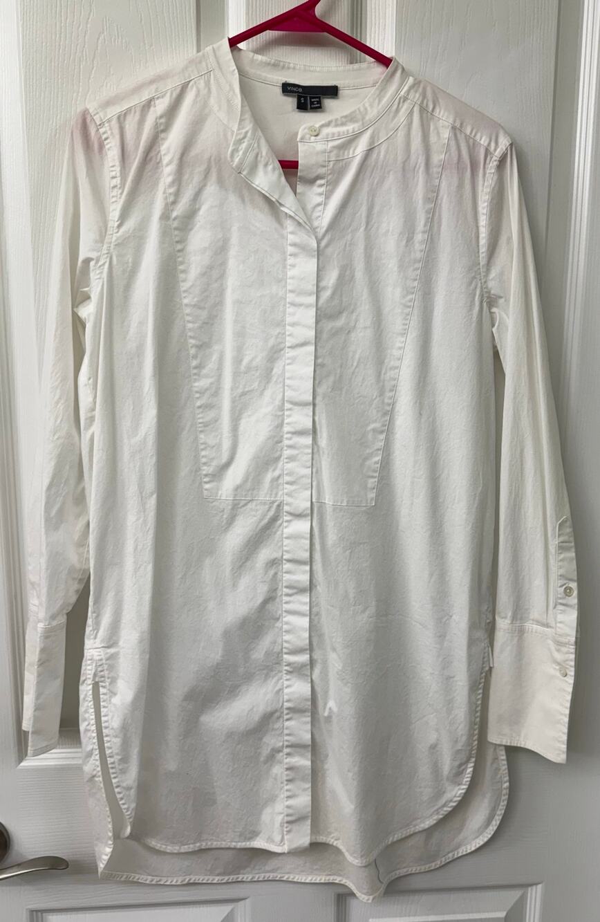 VINCE Knife Poplin white blouse t-shirt dress tunic button down small